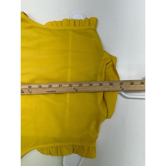 Tommy Hilfiger Womens Tank Top Size Medium Button Up Solid Yellow Necktie - Picture 11 of 12